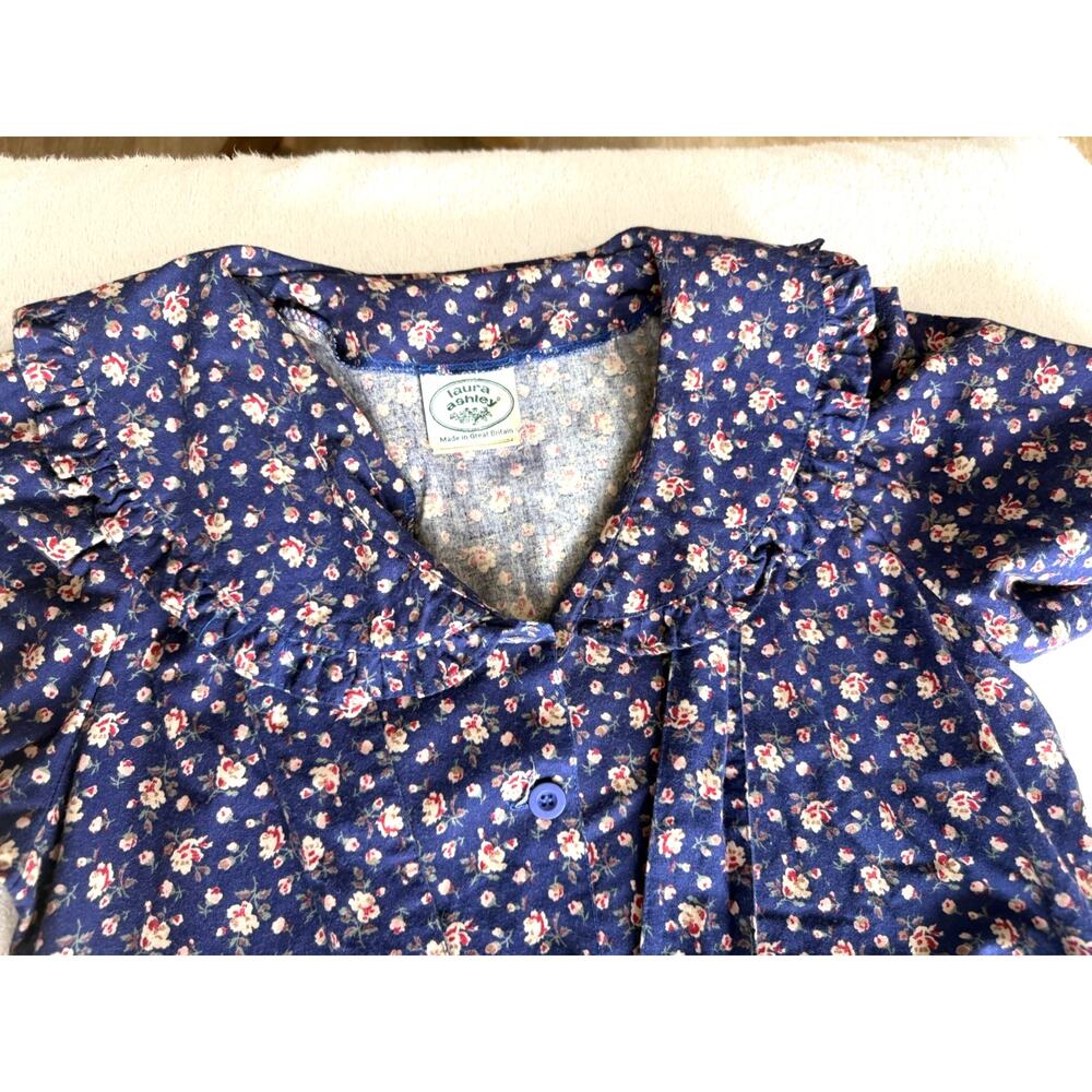 Laura Ashley Vintage bow ruffle collar prairie dress Cottage core Britain Sz-8 - Picture 12 of 15